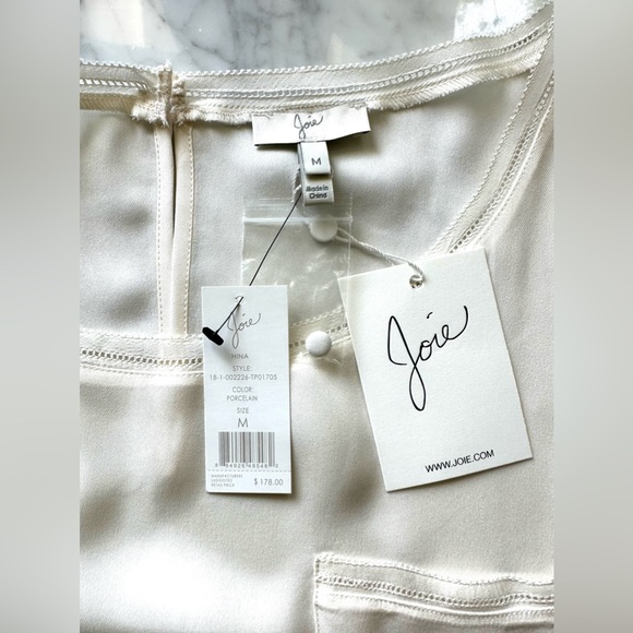NWT Joie Hina Silk Blouse in Porcelain - Picture 6 of 14